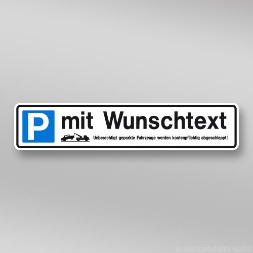 Parkplatzschild 52x11cm mit Wunschtext P01.022